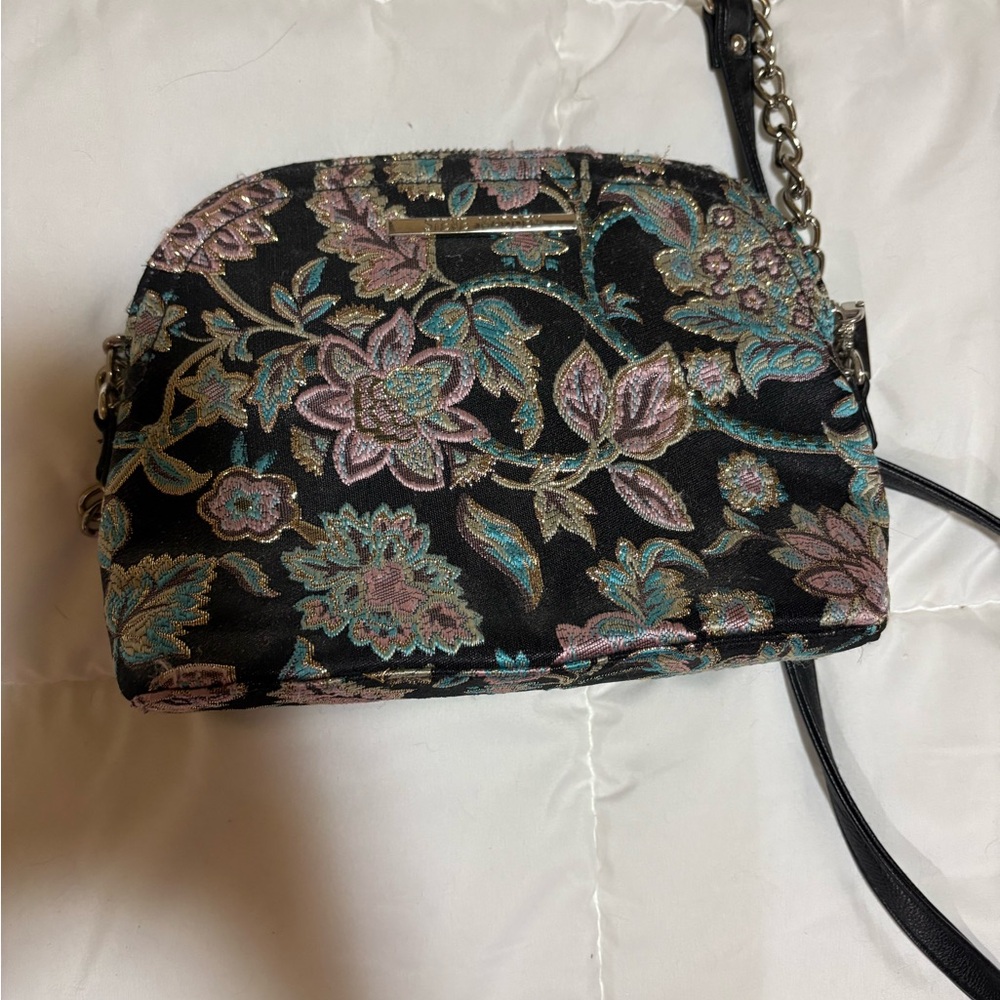 Steve Madden Black and Pink Floral Crossbody Bag